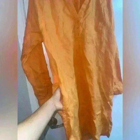 Martha Stewart collection 100% Linen orange ๐ long sleeve dress NWOT size L - Picture 9 of 10